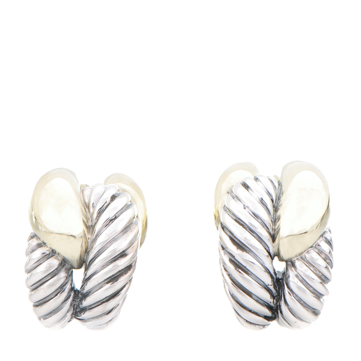 David Yurman Sterling Silver 14K Yellow Gold 16mm Large Infinity Knot Earrings 1 of 3