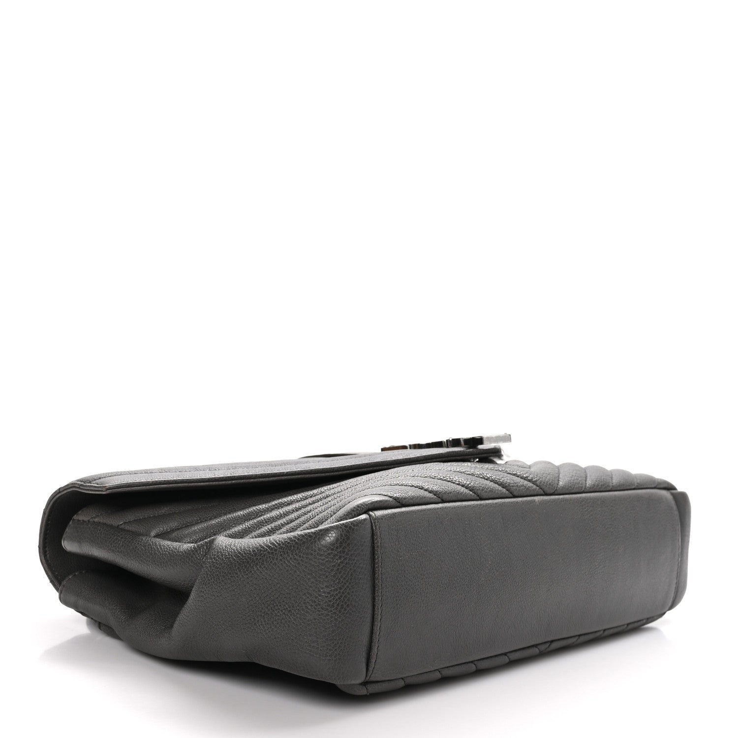 Saint Laurent Sheepskin Matelasse Chevron Monogram Large College Satchel Dark Anthracite 4 of 13