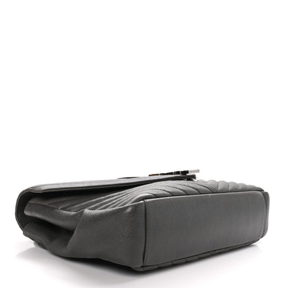 Saint Laurent Sheepskin Matelasse Chevron Monogram Large College Satchel Dark Anthracite 4 of 13