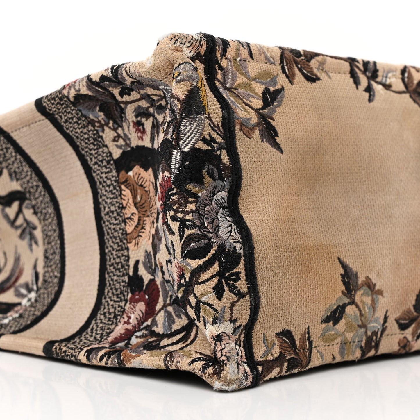 Canvas Embroidered Jardin D'Hiver Medium Book Tote Beige Multicolor