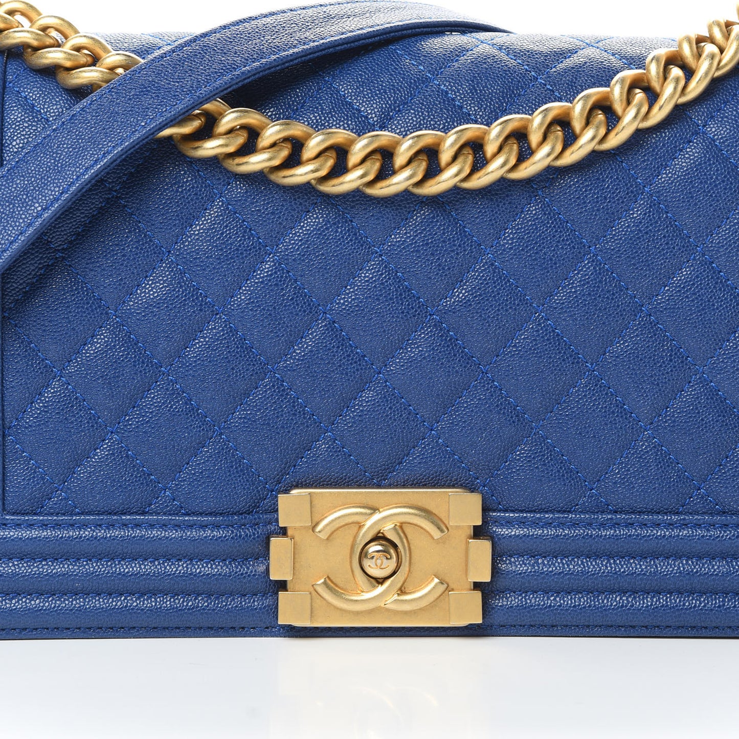 Caviar Quilted Medium Boy Flap Blue
