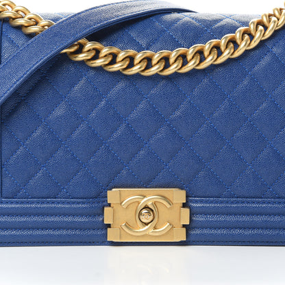 Chanel Caviar Quilted Medium Boy Flap Blue 9 of 14
