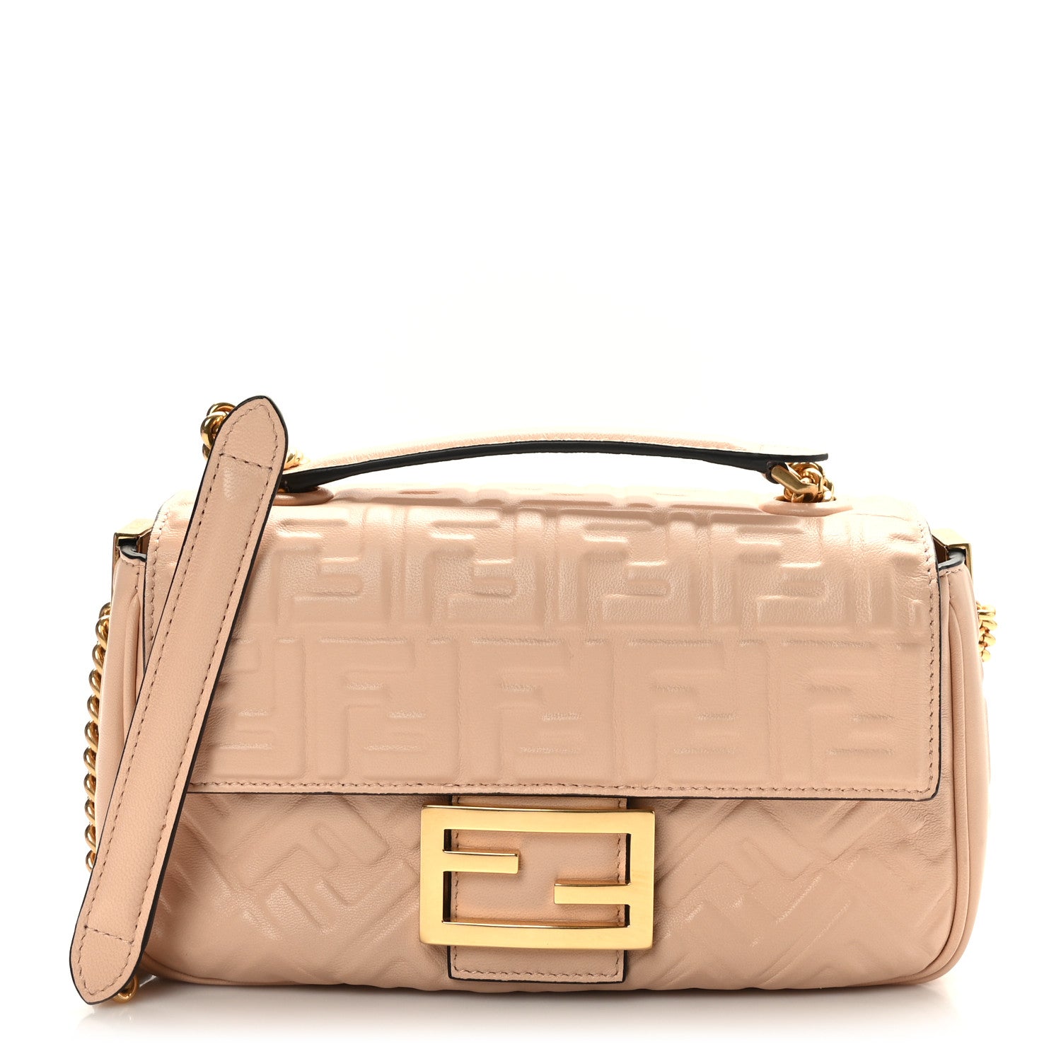 Fendi Nappa Small FF Embossed Midi Chain Baguette Light Rose 1 of 8