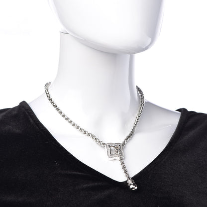David Yurman Sterling Silver Diamond Quatrefoil Lariat Wheat Chain Necklace 2 of 7