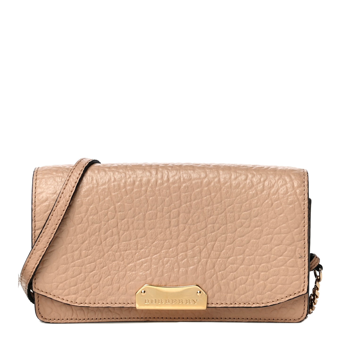 Signature Grain Small Madison Chain Clutch Pale Apricot