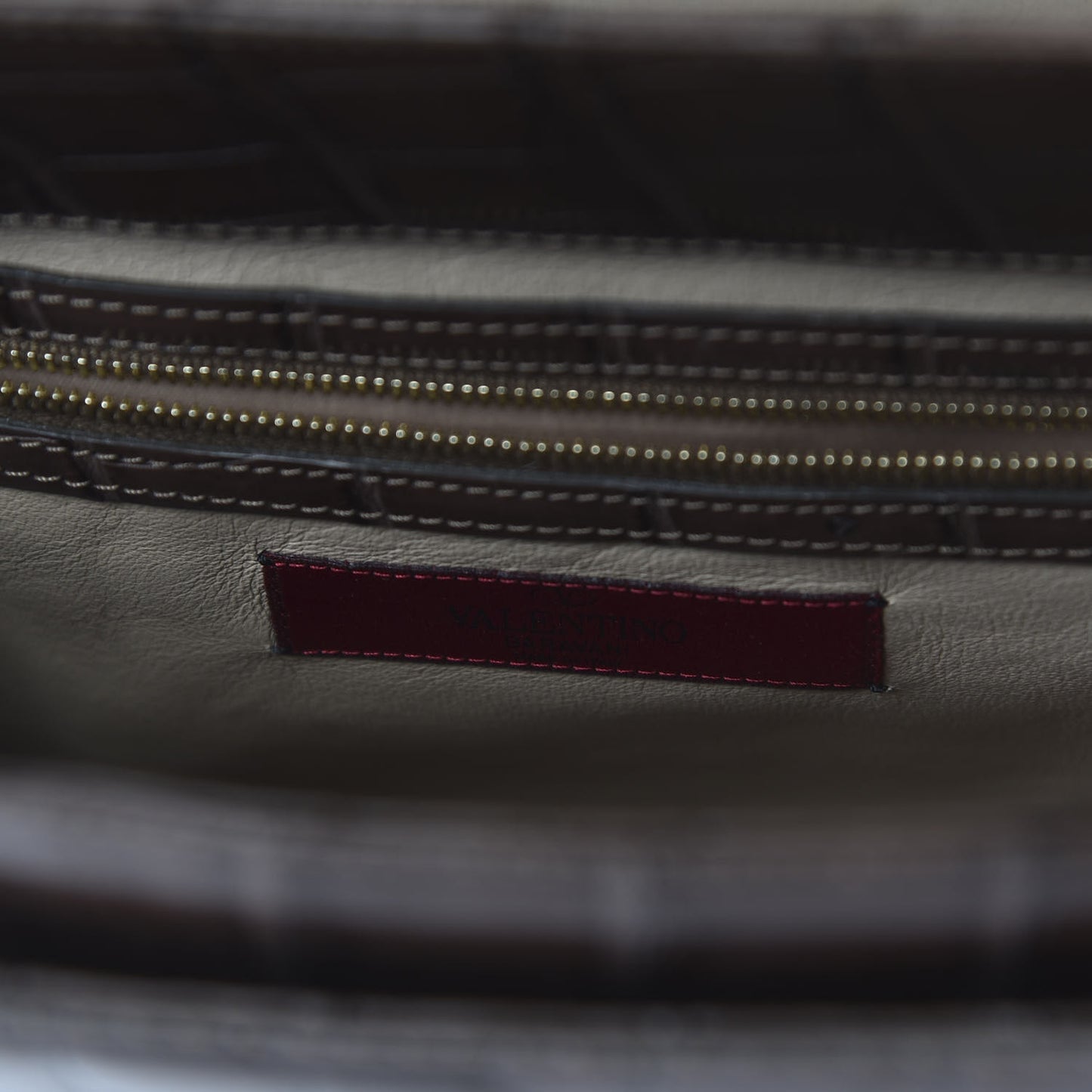 Crocodile Triple Handle Satchel Brown