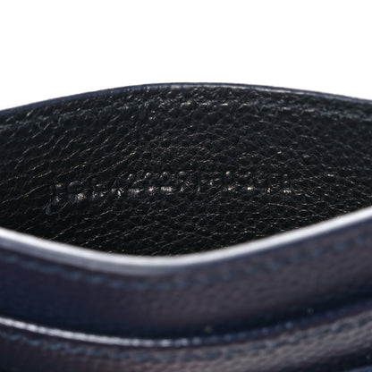 Saint Laurent Grain De Poudre Matelasse Monogram Chevron Credit Card Case Deep Marine 8 of 9