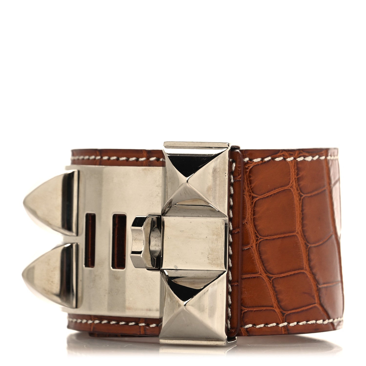 Hermes Shiny Alligator Collier De Chien CDC Bracelet S Fauve 3 of 6