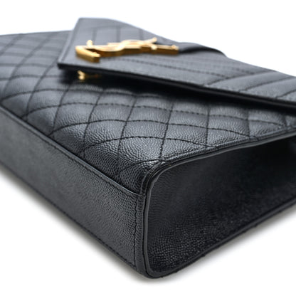 Saint Laurent Grain De Poudre Textured Mixed Matelasse Triquilt Medium Monogram Satchel Black 9 of 9