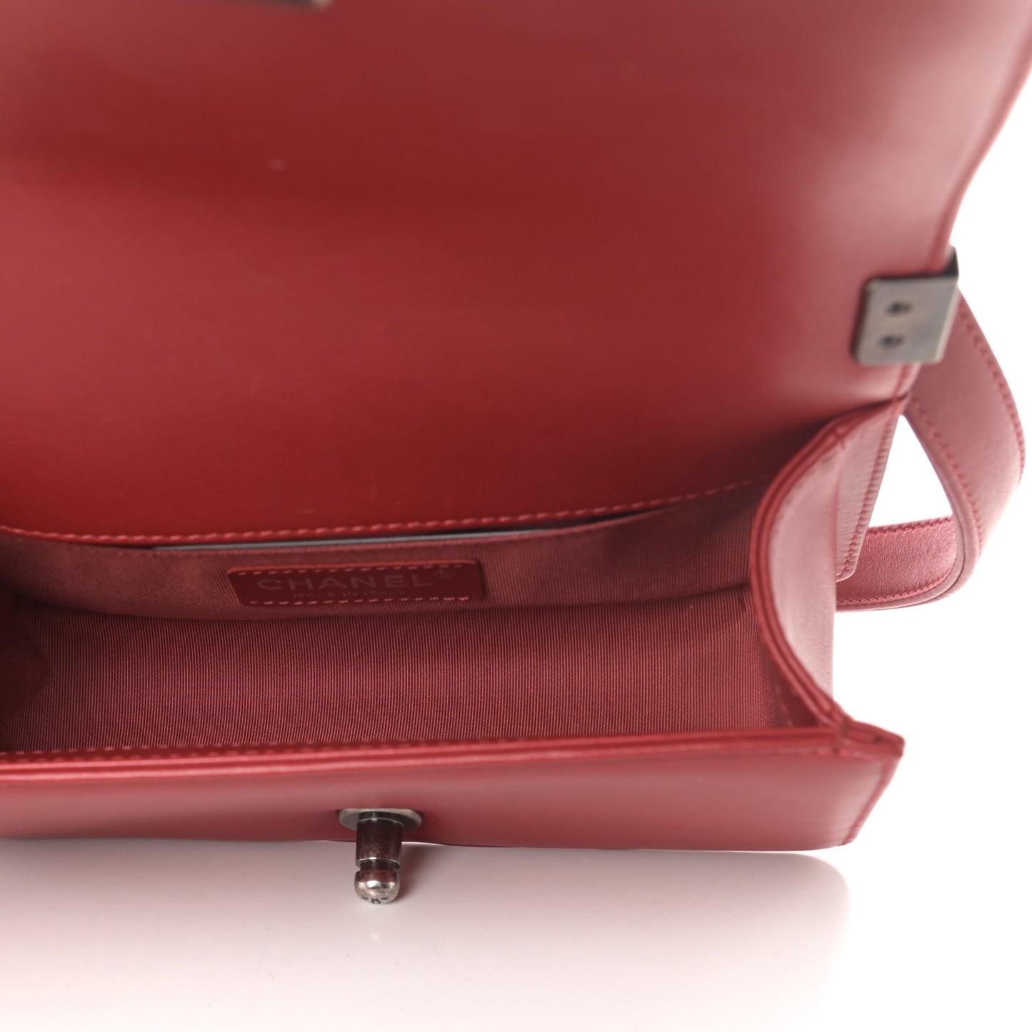 Calfskin Quilted Small Boy Flap Red