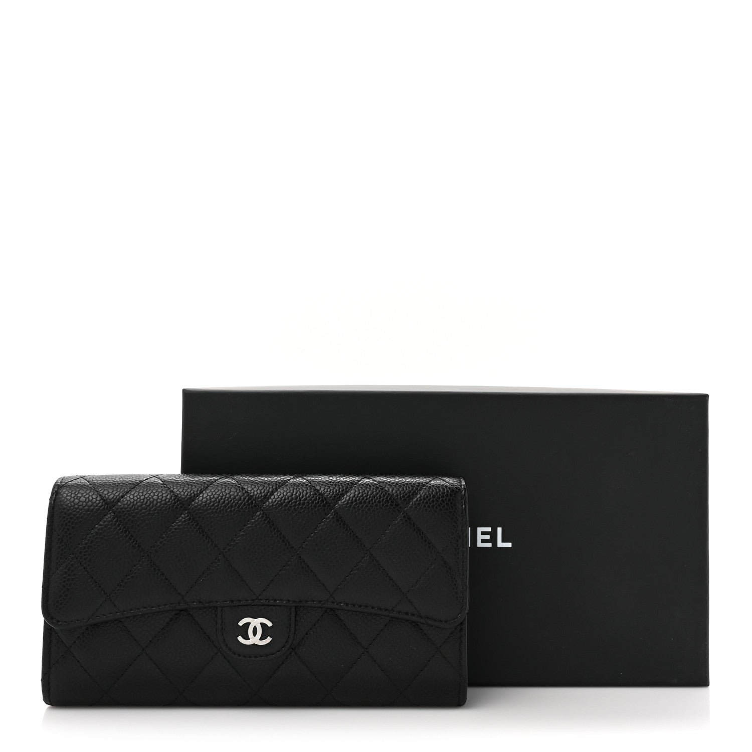 Chanel Caviar Quilted Large Gusset Flap Wallet Black 9 of 9