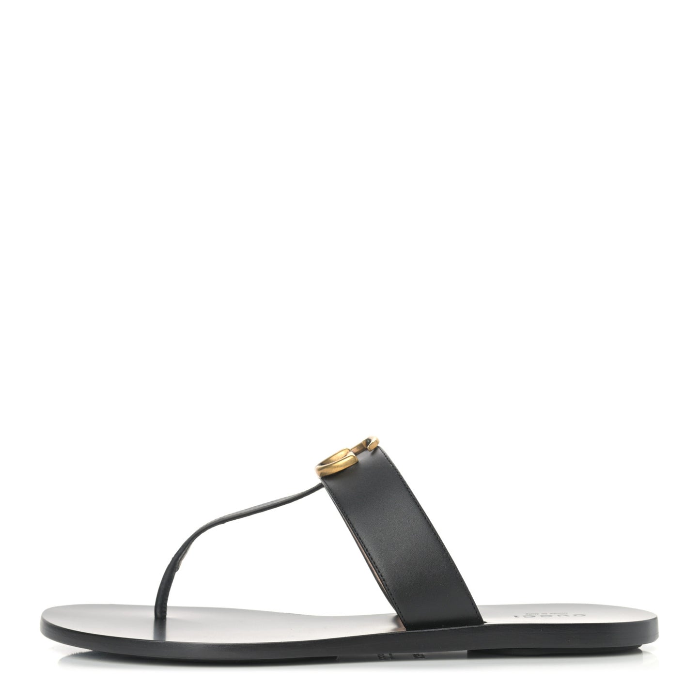 Calfskin GG Marmont Thong Sandals 39.5 Black