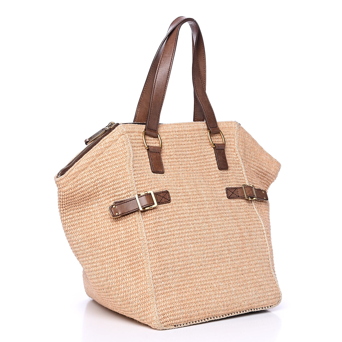 Straw Raffia Medium Downtown Tote Beige
