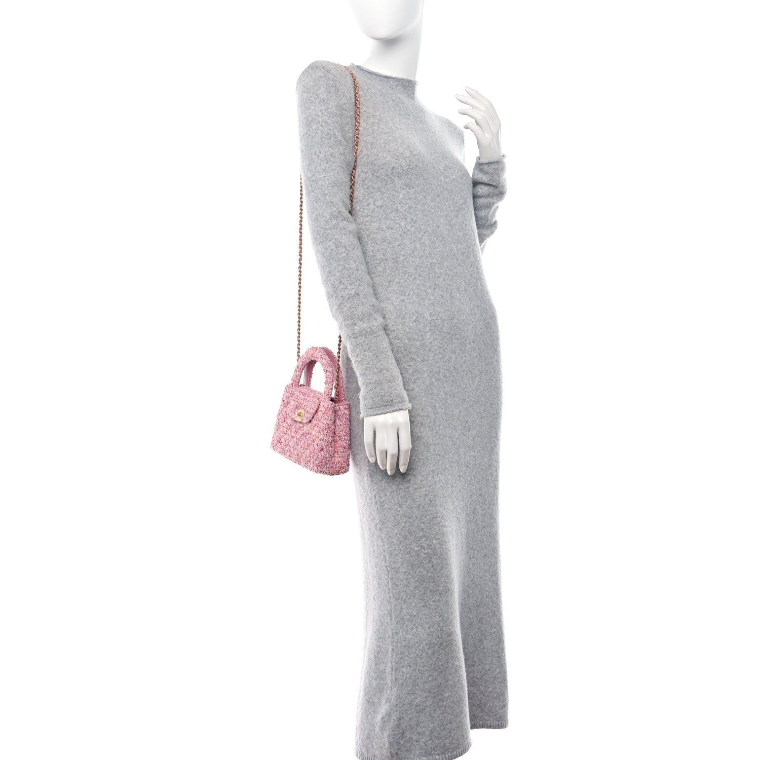 Chanel Tweed Quilted Nano Kelly Shopper Pink 2 of 13