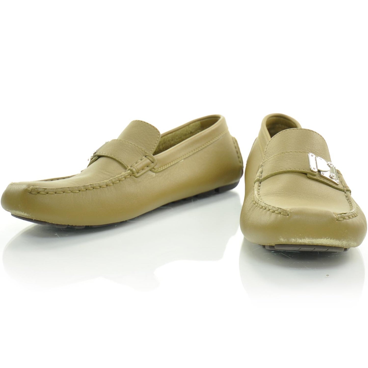 Mens Leather Zen Driving Loafers 6 Dark Beige