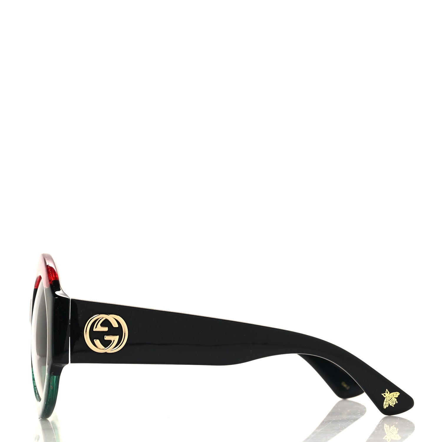 Gucci Acetate Glitter Round Frame GG0084S Sunglasses Red Green 3 of 7