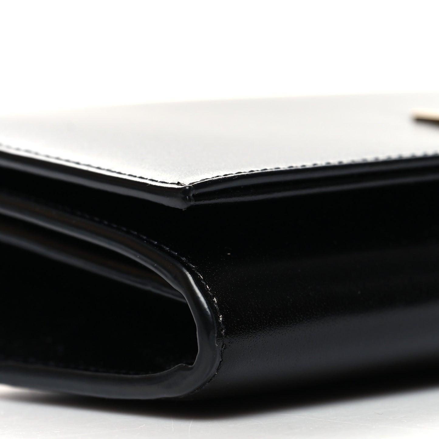 Glossy Calfskin Monogram Chain Wallet Black