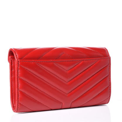 Saint Laurent Lambskin Y Quilt Monogram Large Loulou Flap Wallet Rouge Eros 2 of 10