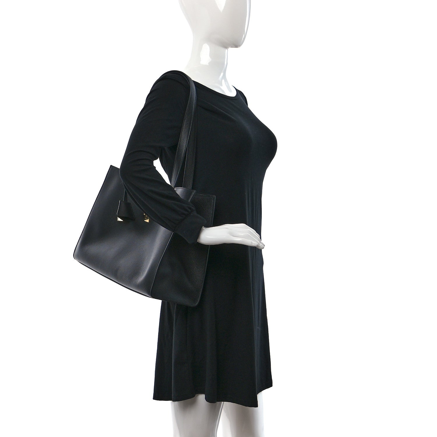 Celine Grained Calfskin Cabas 16 Bag Black 2 of 8