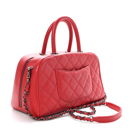 Chanel Caviar Quilted Small Coco Handle Bowling Bag Red 3 of 10