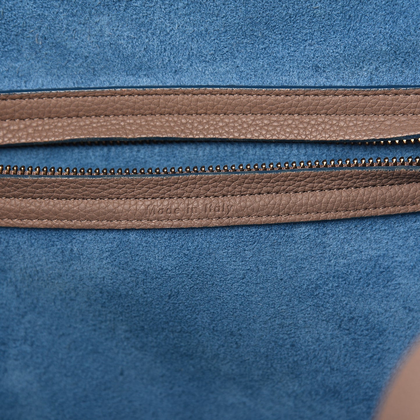 Baby Grained Medium Phantom Luggage Taupe Blue Trim