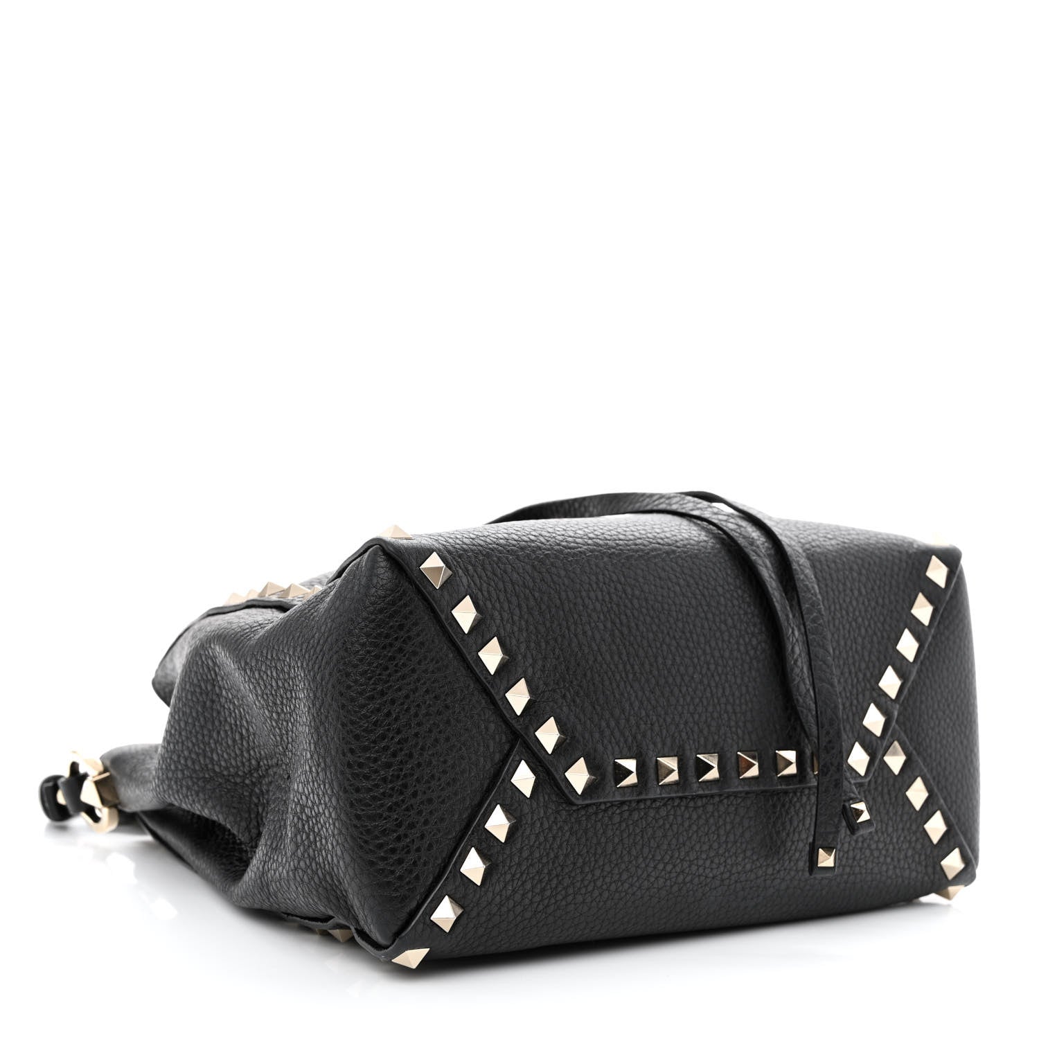 Valentino Garavani Pebbled Calfskin Rockstud Bucket Bag Black 3 of 8