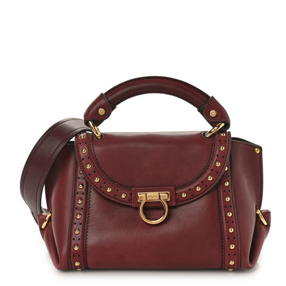 Salvatore Ferragamo Calfskin Studded Sofia Satchel Burgundy 1 of 11