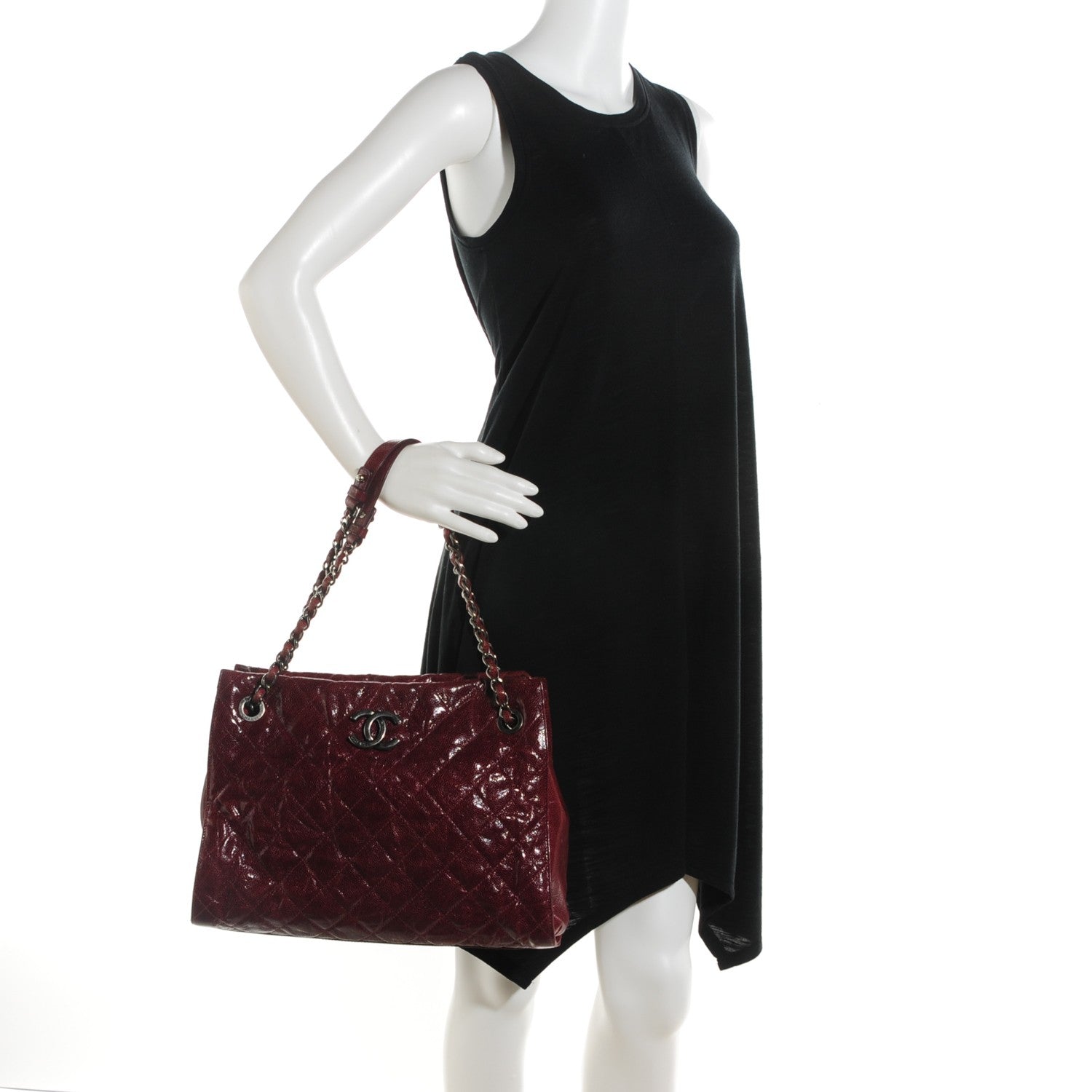 Chanel Crumpled Grained Calfskin CC Crave Tote Burgundy 5 of 8