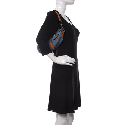 Christian Dior Denim Embroidered Saddle Bag Blue 2 of 10