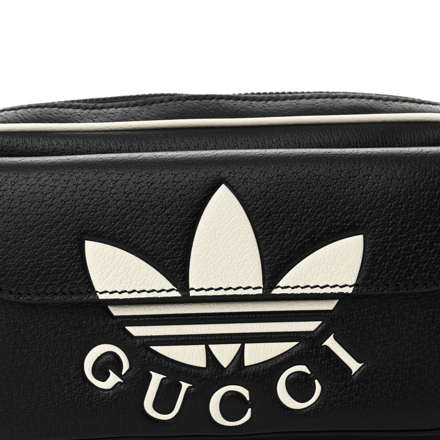 Gucci X ADIDAS Textured Dollar Calfskin Belt Bag Black 8 of 12