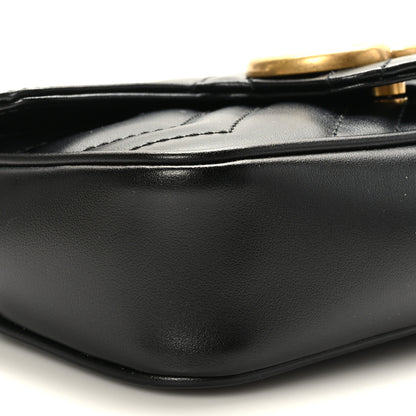 Gucci Calfskin Matelasse Super Mini GG Marmont Shoulder Bag Black 8 of 10