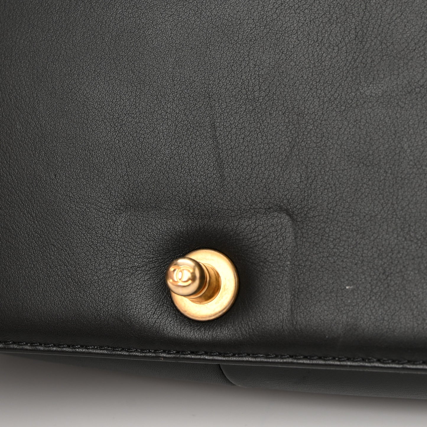 Calfskin Quilted Medium Boy Top Handle Flap Black