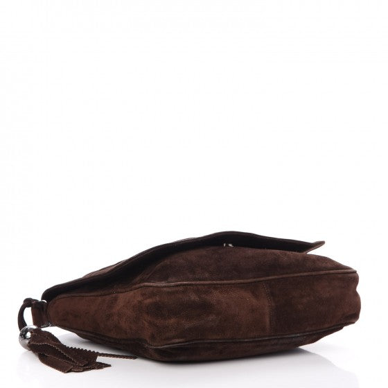 Suede CC Tassel Messenger Flap Bag Brown