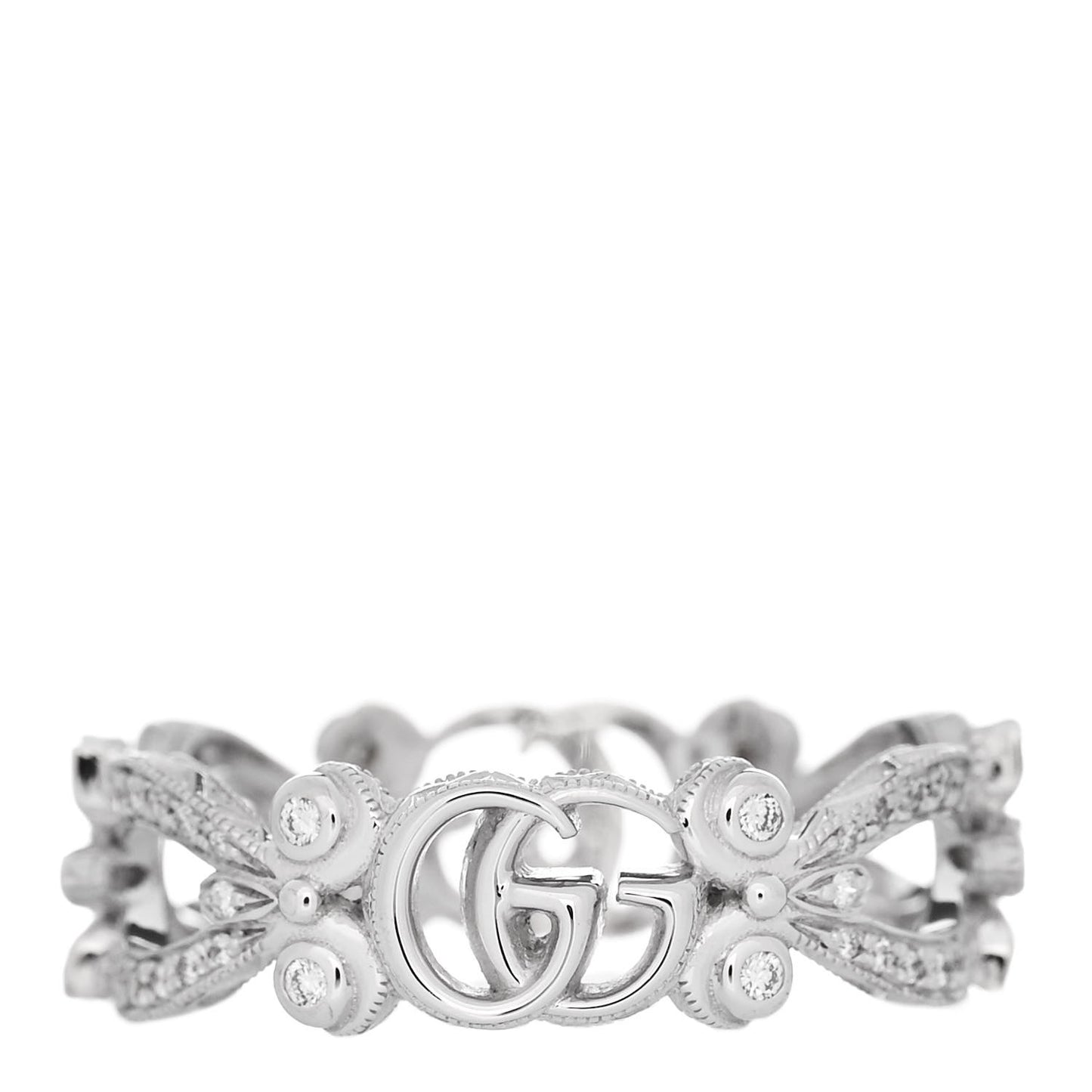 18K White Gold Diamond Flora Pave Ring 57 8