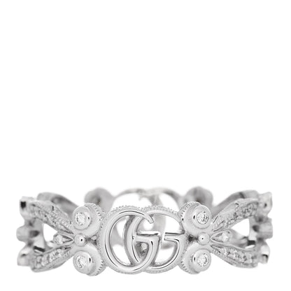 Gucci 18K White Gold Diamond Flora Pave Ring 57 8 1 of 4