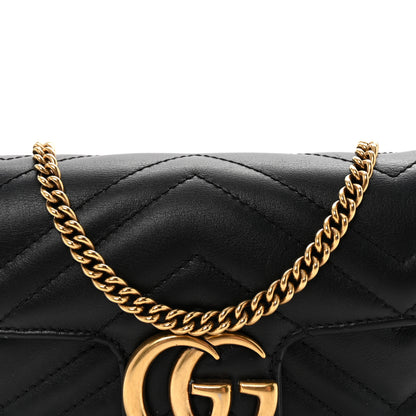 Gucci Calfskin Matelasse Super Mini GG Marmont Shoulder Bag Black 8 of 11