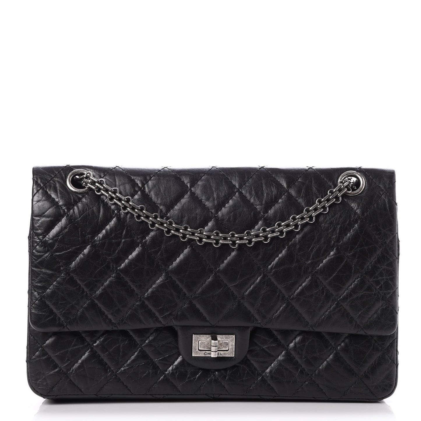 Aged Calfskin Quilted 2.55 Reissue 226 Flap Black
