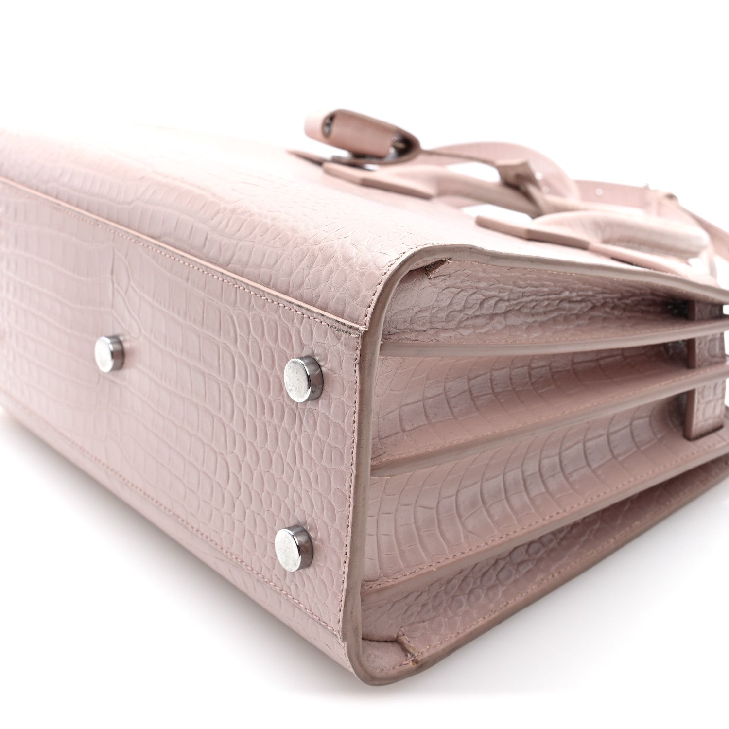 Saint Laurent Calfskin Crocodile Embossed Baby Sac De Jour Rose Antic 9 of 9
