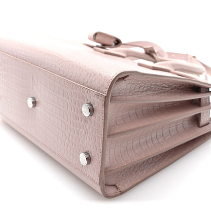 Saint Laurent Calfskin Crocodile Embossed Baby Sac De Jour Rose Antic 9 of 9