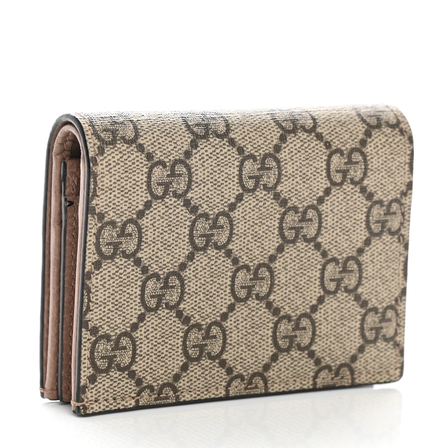 Dollar Calfskin GG Supreme Monogram GG Marmont Card Case Porcelain Rose Beige Ebony