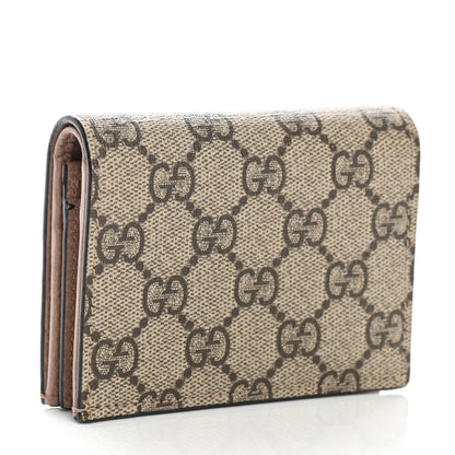 Gucci Dollar Calfskin GG Supreme Monogram GG Marmont Card Case Porcelain Rose Beige Ebony 3 of 7