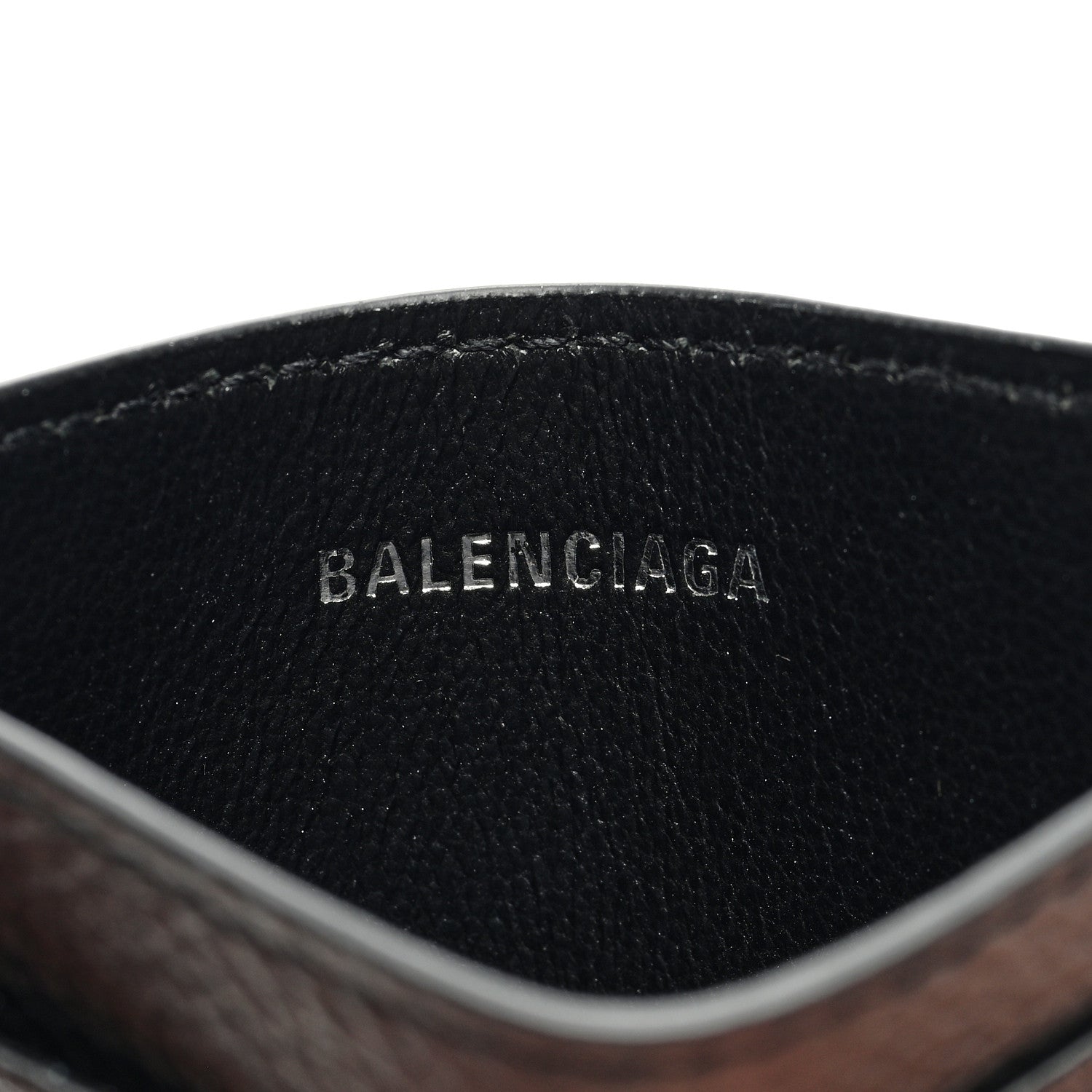Balenciaga Grained Calfskin Logo Cash Rounded Card Holder Black White 6 of 7