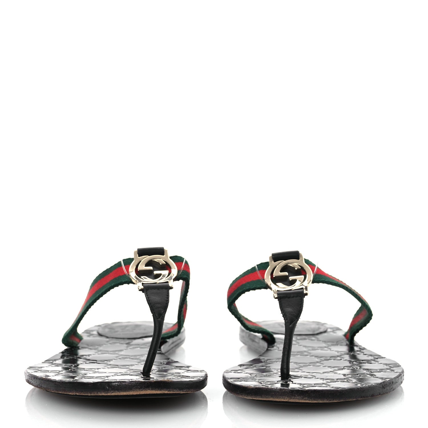 Gucci Nylon Guccissima Web Womens Thong Sandals 40.5 Green Red Black 3 of 13
