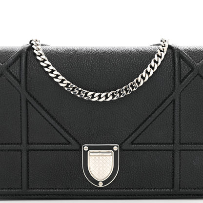 Christian Dior Grained Calfskin Diorama Wallet on Chain Pouch Black 6 of 10