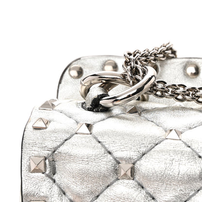 Valentino Garavani Metallic Nappa Medium Rockstud Spike Shoulder Bag Silver 16 of 17