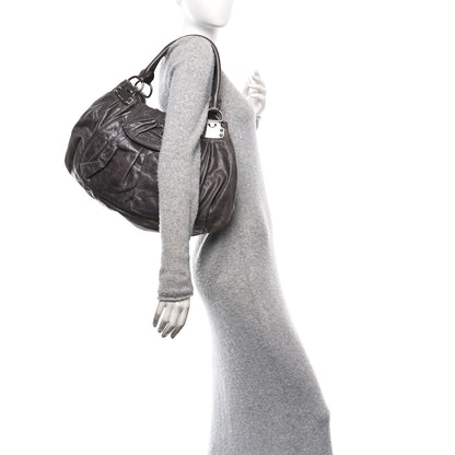 Miu Miu Vitello Pleated Hobo Grey 2 of 9