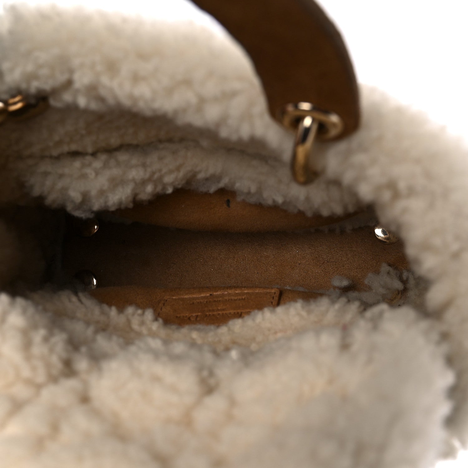Christian Dior Suede Shearling Cannage Mini Lady Dior Camel 5 of 11