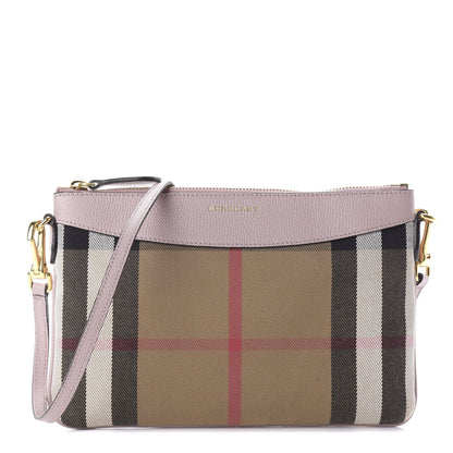 Burberry House Check Derby Peyton Crossbody Clutch Bag Pale Orchid 1 of 8