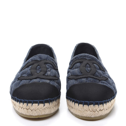 Chanel Denim Toile Embossed CC Espadrilles 36 Navy Black 2 of 7