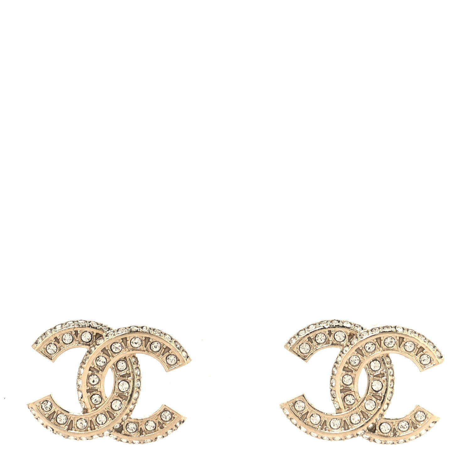 Chanel Crystal Timeless CC Earrings Light Gold 1 of 5